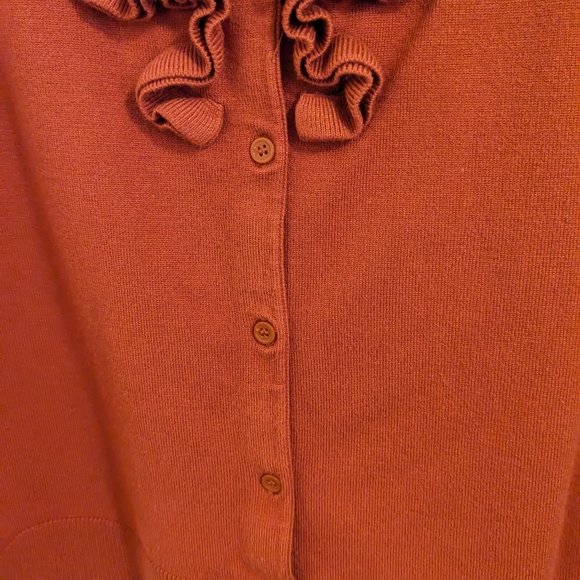 Relativity orange, raised fabric, button down cardigan, size 1X - Picture 7 of 10